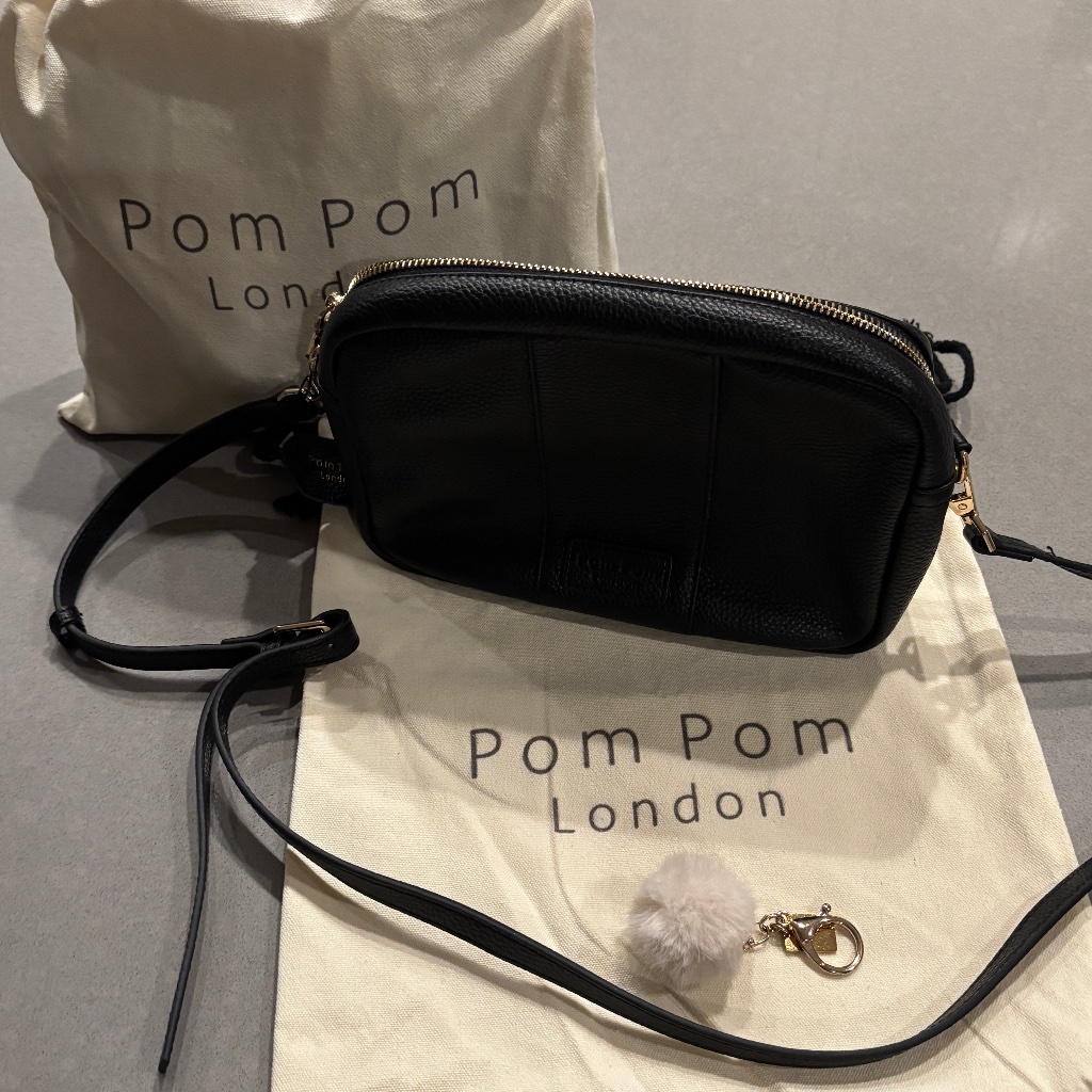 The Pom Pom London City Bag In Black + 9 Unique Straps & Pom Pom Keychain